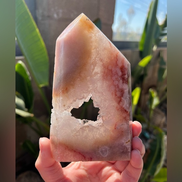 Pink Amethyst Quartz Crystal Druzy Freeform with Portal - Picture 3 of 11